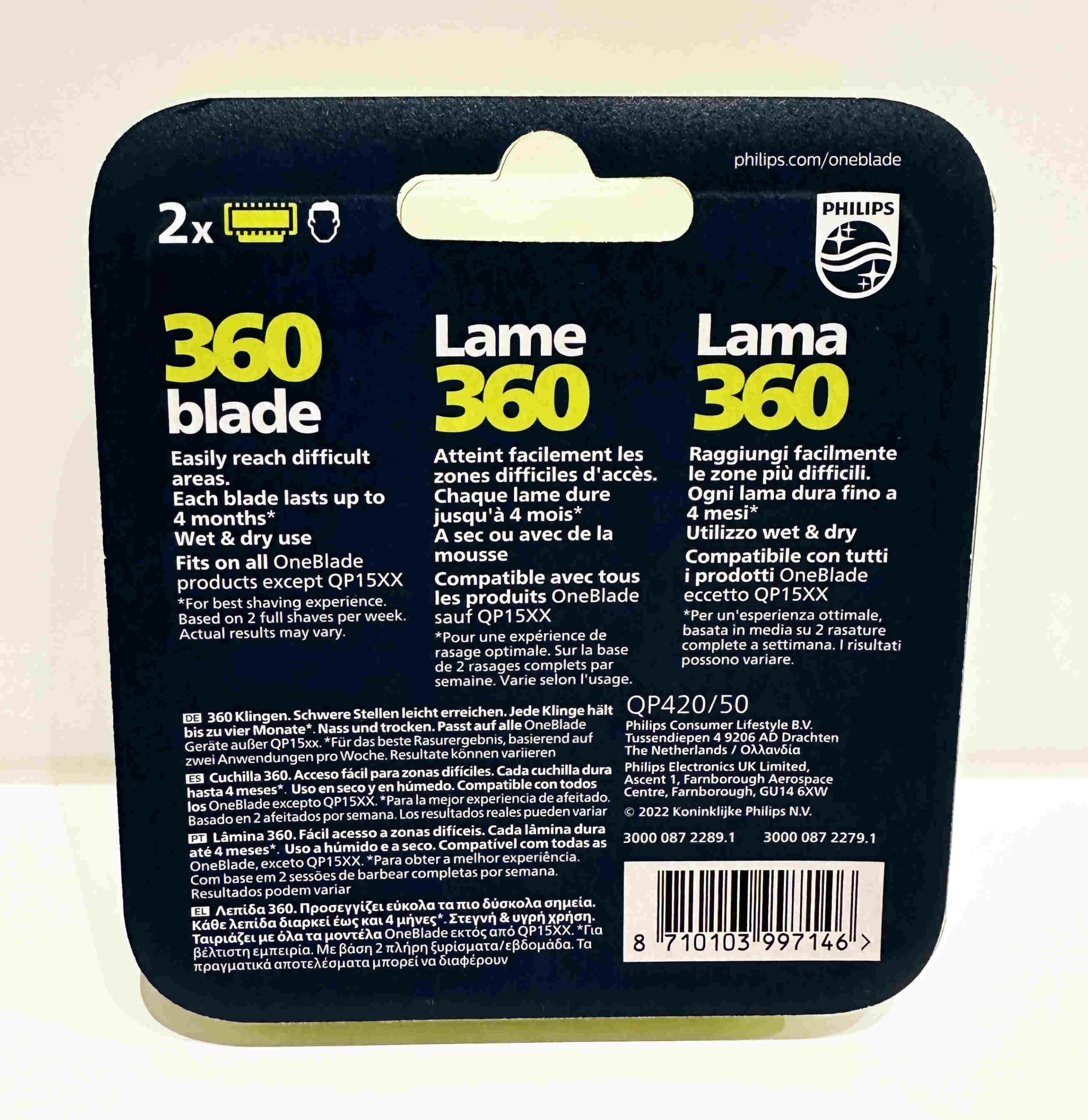 Philips OneBlade 360 QP440/50 lames de rechange